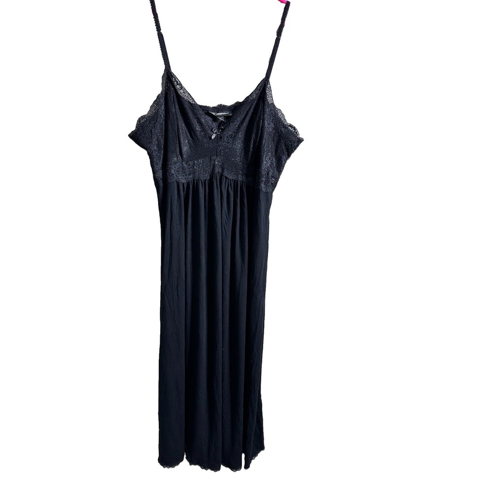 INC Intimates Black Floral Lace Bodice Long Gown Chemise Women's 3X